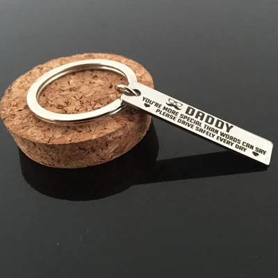 Silver Модные ювелирные изделия с гравировкой, безопасная цепочка для ключей для папочка, папы, мужчин, отца, подарок на день рождения, брелок из нержавеющей стали - Цвет: Silver
