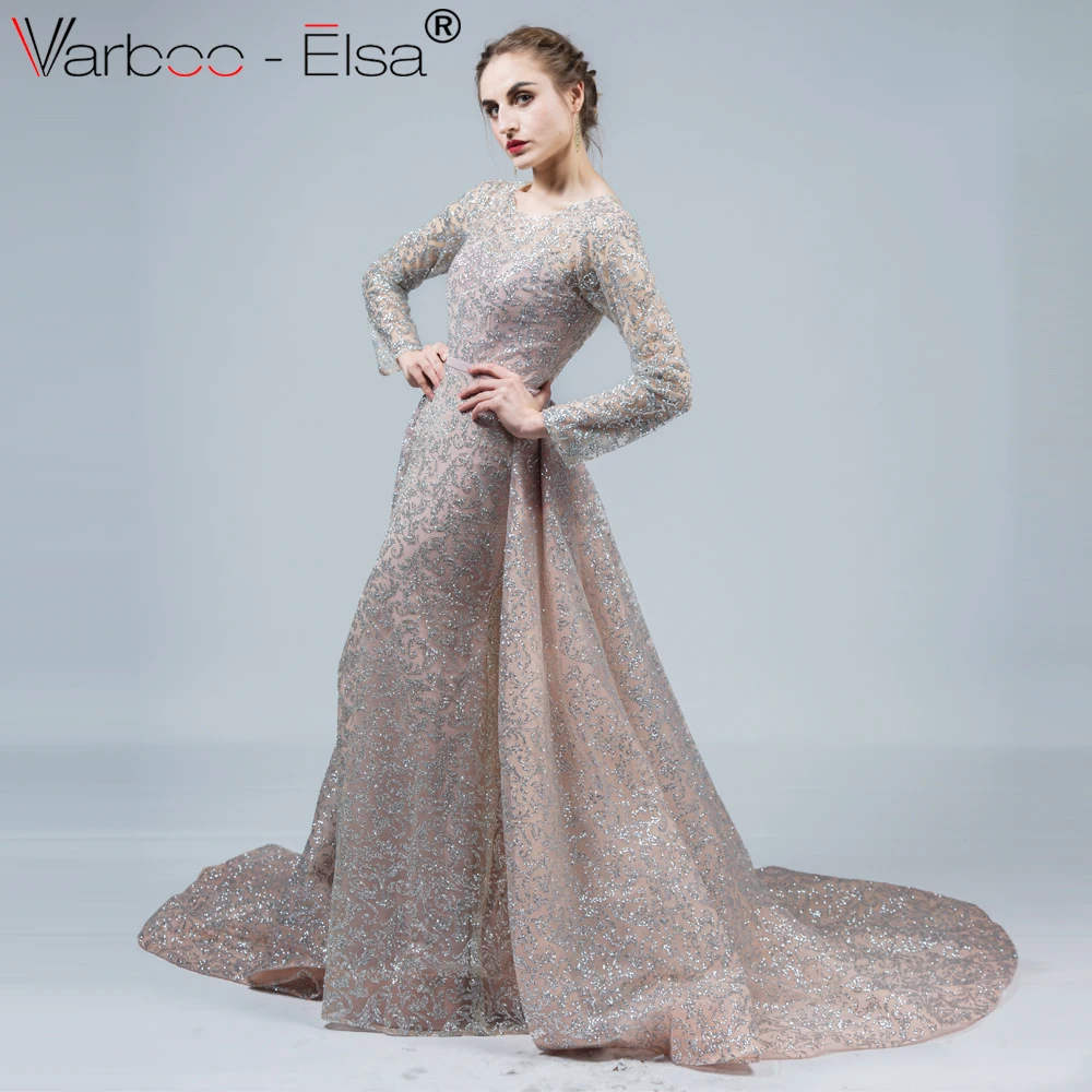 VARBOO_ELSA Vestido de Festa Longo черное блестящее вечернее платье с длинным шлейфом русалки Robe