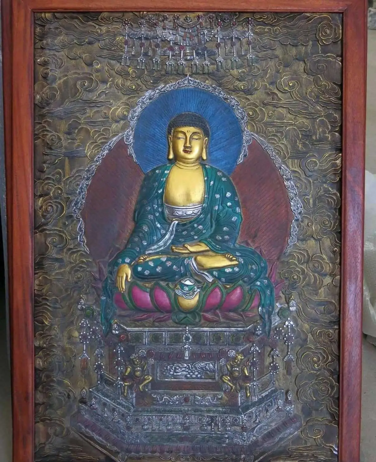 44 &quotКитайский тибетский деревянный Медный позолоченный серебряный тонкий Будда