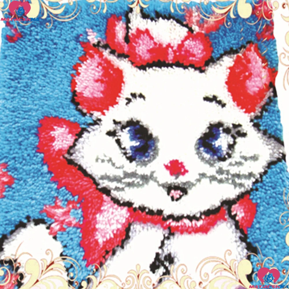 

Latch Hook kits Pillow Cat Diy Handmade 3d Printed Canvas Cushion Latch Hook Rug Kits DIY Needlework Unfinished accessories