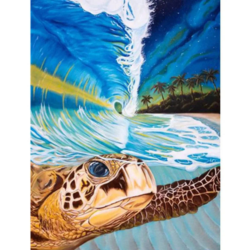Painting By Number DIY Dropshipping 40x50 50x65cm A wandering turtle Animal Canvas Room Decoration Art picture Gift | Дом и сад