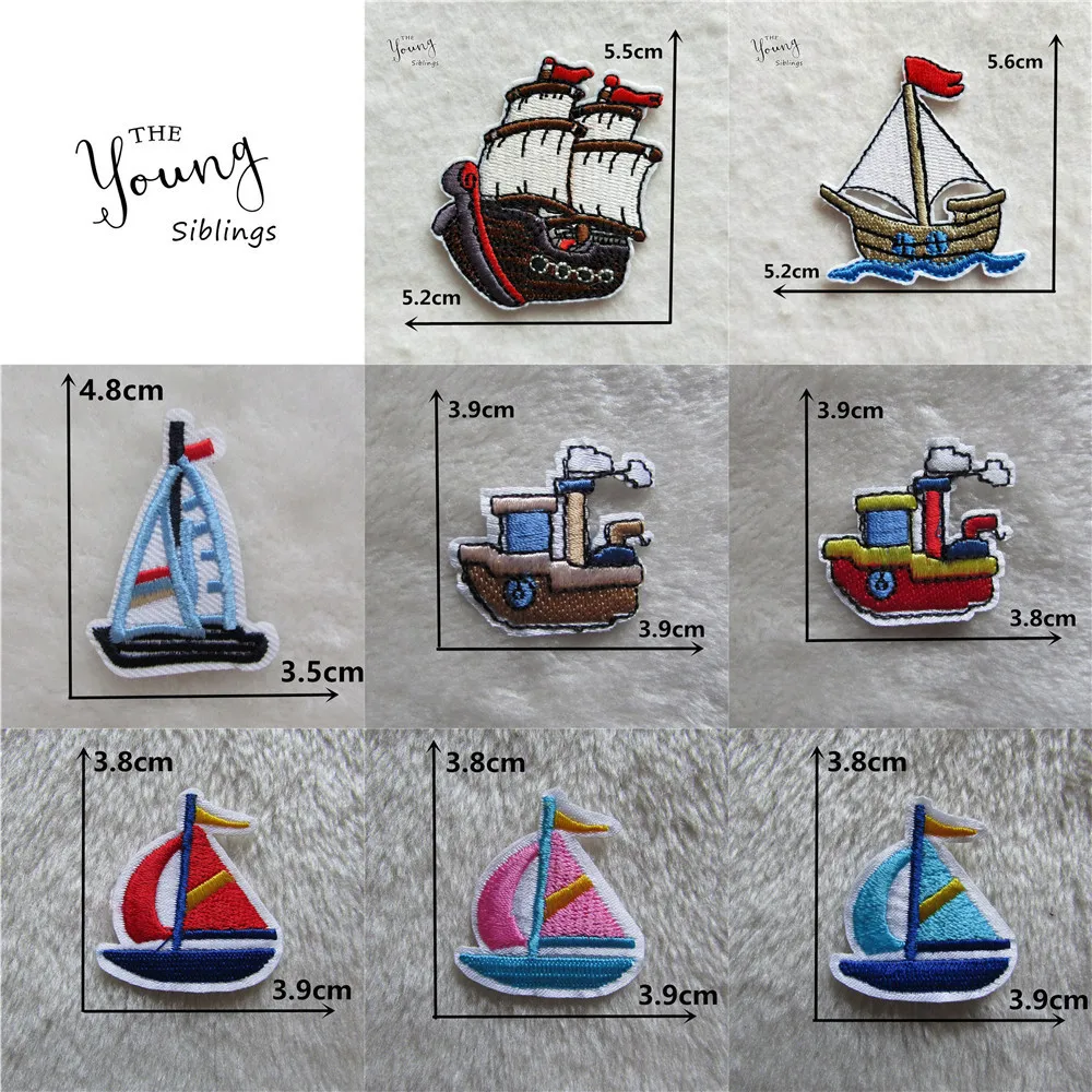 1 шт. вышивка нашивки для одежды парусные лодки мультяшная нашивка утюгом