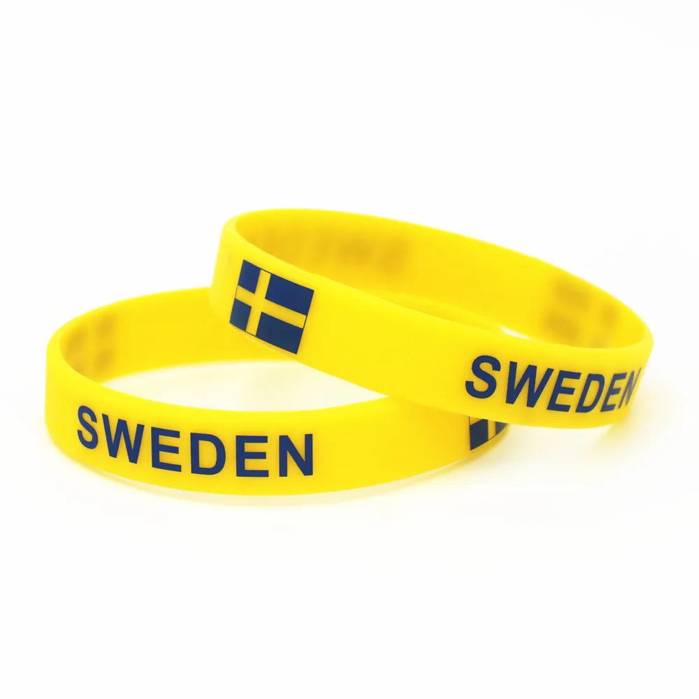 

1PC Sweden Country Flag Silicone Wristband Football Soccer Team Fans Sports Elastic Rubber Bracelets&Bangles Armband SH240