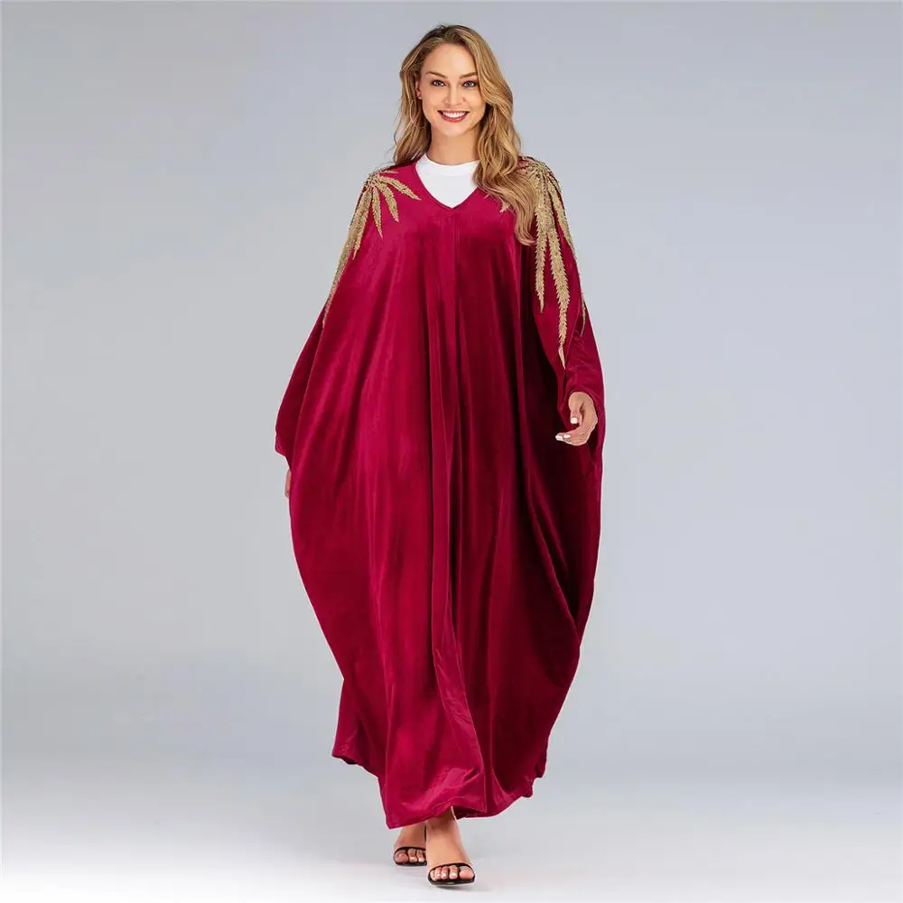 Новое мусульманское платье Abaya с вышивкой и рукавами летучая мышь одежда для