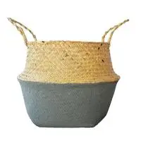 Gray M Seagrass плетеная корзина из ротанга Складной Подвесной Цветочный Горшок Кашпо тканая грязная корзина для хранения белья Корзина держатель чехол - Цвет: Gray M