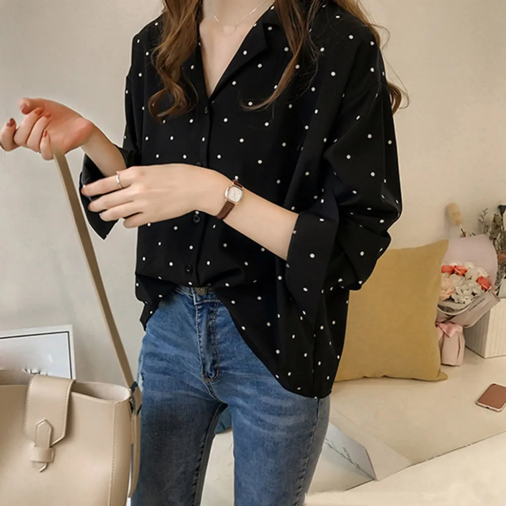 Женская блузка офисная с отложным воротником и цветочным принтом|Блузки| |