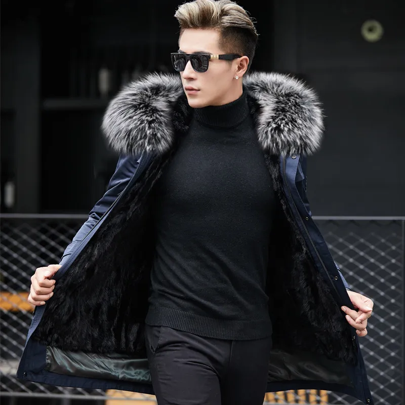 Real Fur Coat Winter Jacket Men Natural Mink Fur Liner Parka Men Warm Parkas Mens Mink Fur Coat Chaqueta Hombre YY594