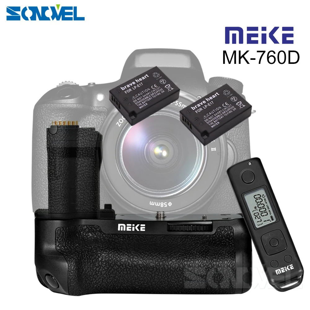 MEIKE MK 760D Вертикальная Батарейная ручка для Canon 750D DSLR камеры с ЖК дисплеем