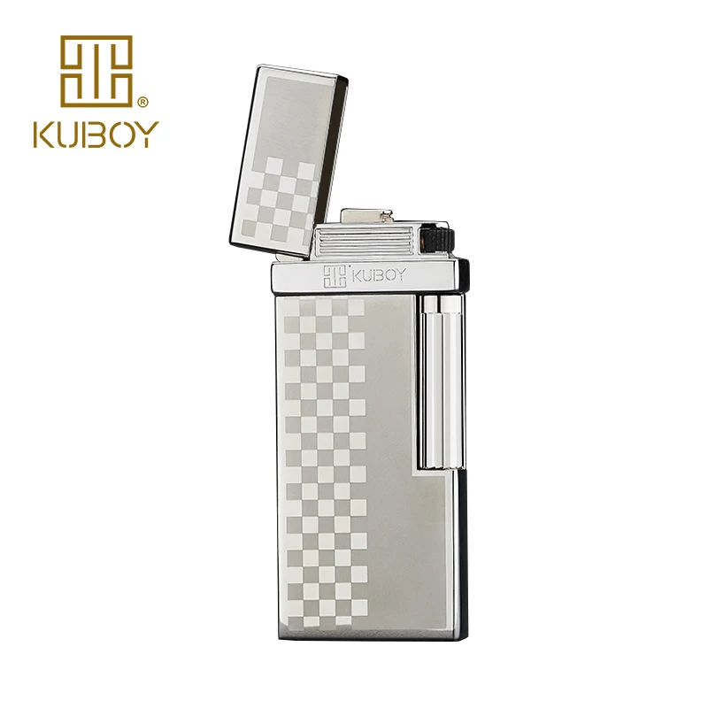 Высококачественная брендовая газовая зажигалка KUBOY белая матовая никелевая