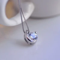 100 925 sterling silver fashion shiny crystal ladiespendant necklaces jewelry short box chains female birthday gift women
