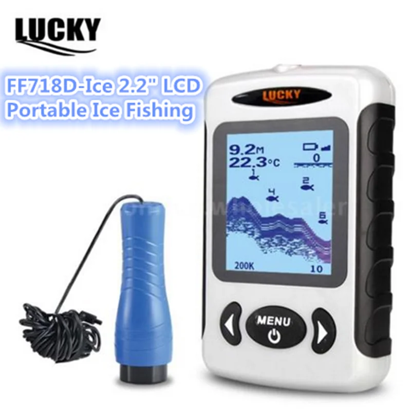 LUCKY FF718D-Ice 2,2 lcd Портативный рыболокатор частота 100 м детектор рыбы открытый 200 кГц/83 кГц двойной гидролокатор для подледной рыбалки