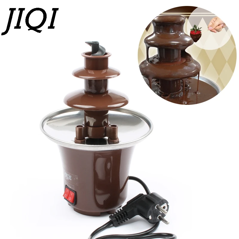 Трехслойный мини фонтанчик JIQI для шоколада DIY Choco нагреватель водопад плавильная