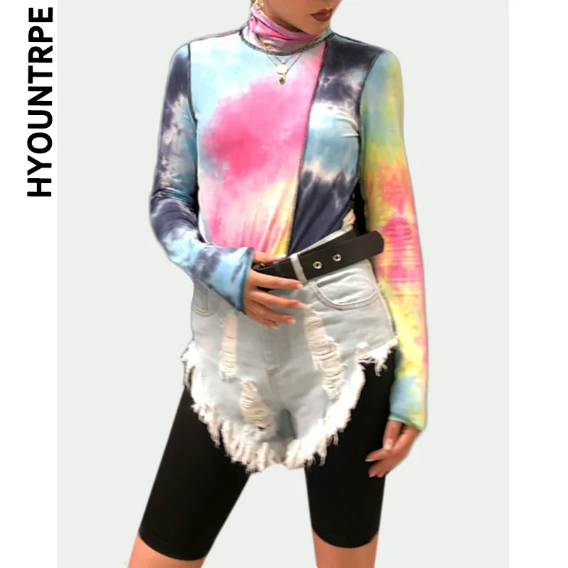 Модный галстук-принт в виде пятен от краски блуза рубашка Элегантная стойка Шеи