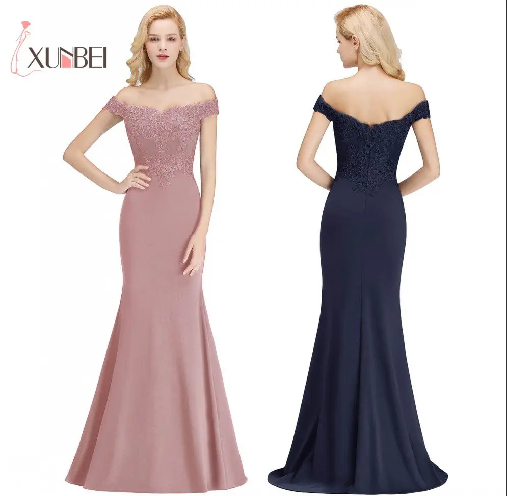 

Vestido de festa longo Mermaid Lace Dusty Pink Bridemaid Dresses Long Off The Shoulder Prom Dresses Wedding Guest Dresses