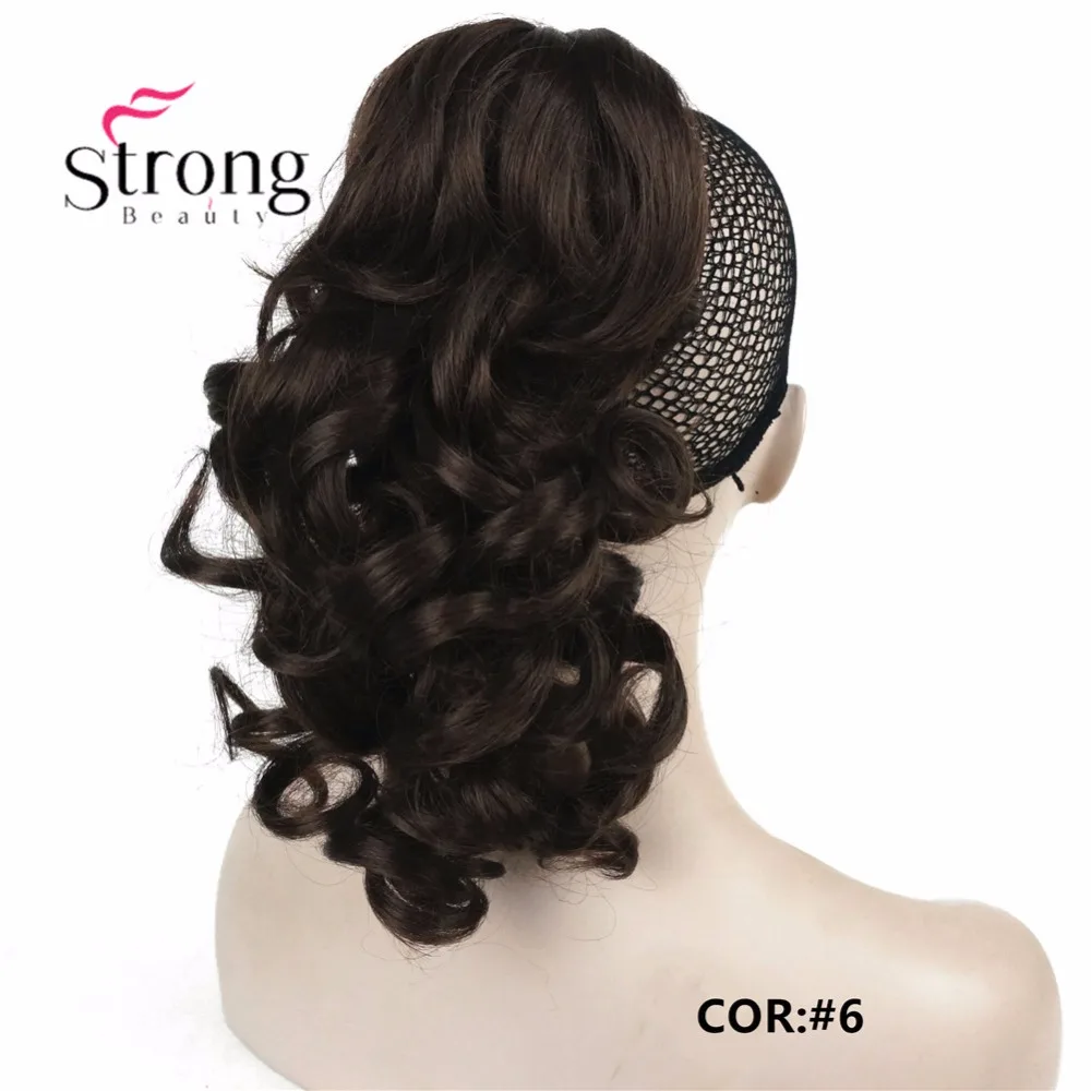StrongBeauty, 12 дюймов, кудрявые синтетические накладные волосы на заколках в виде когтей, конский хвост, синтетические накладные волосы, 125 г, с зажимом для челюсти/когтей