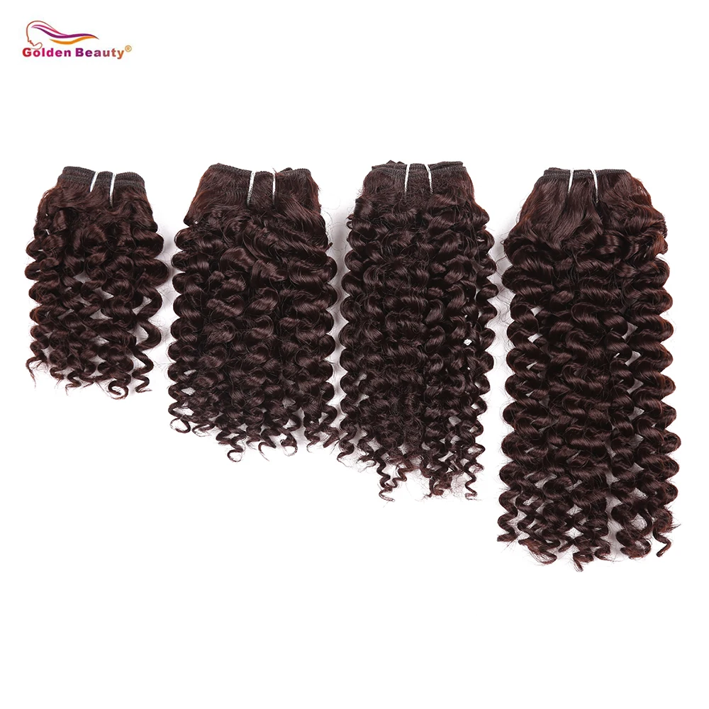 8-14inch Curly Hair Bundles Heat Resistant Synthetic Weaves Sew in Extensions Short Weave 4pcs/pack Golden Beauty | Шиньоны и парики
