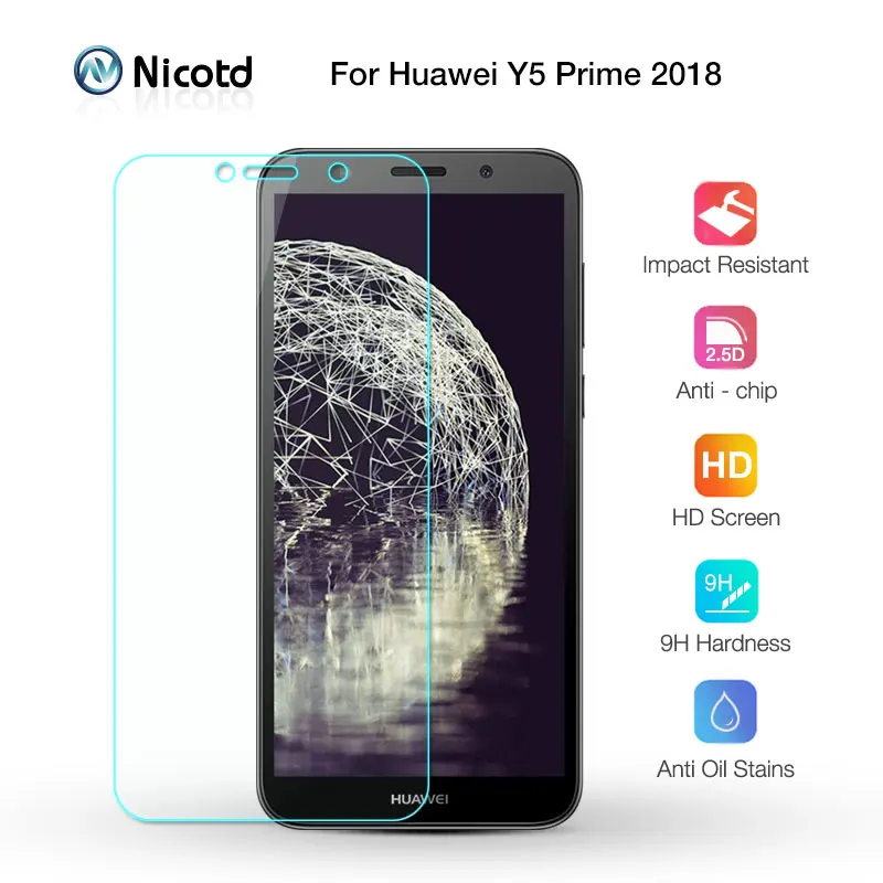 2.5D Закаленное стекло для Huawei Y5 Prime 2018 Защитная пленка экрана стеклянная