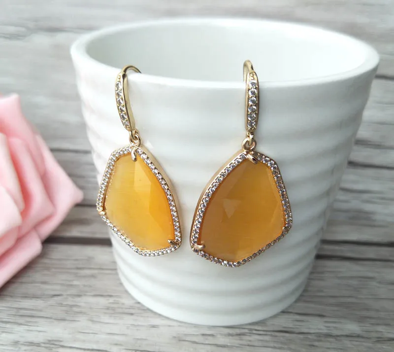 

6 Pairs irregular shaped opal Earrings CZ Crystal zircon Stone Micro pave Dangle Earring,Earrings Jewelry For Women ER376