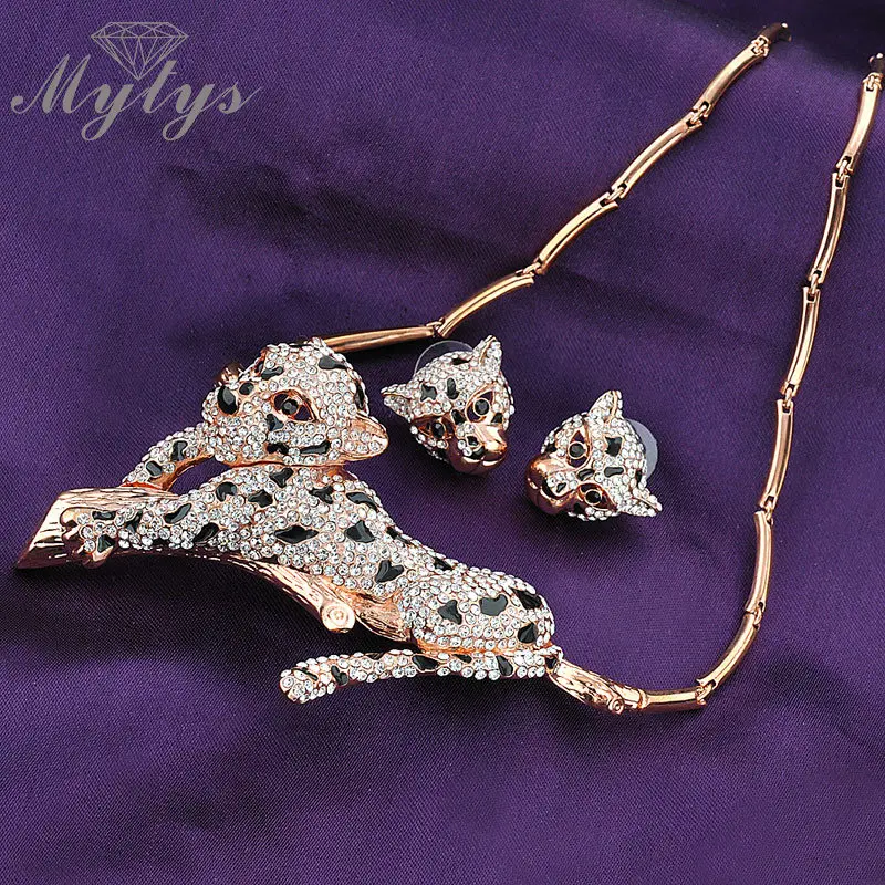 Mytys животное Леопард Ювелирные наборы для женщин Новая мода Циркон Кристалл