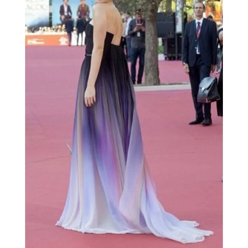 Женское шифоновое вечернее платье длинное элегантное в стиле знаменитостей
