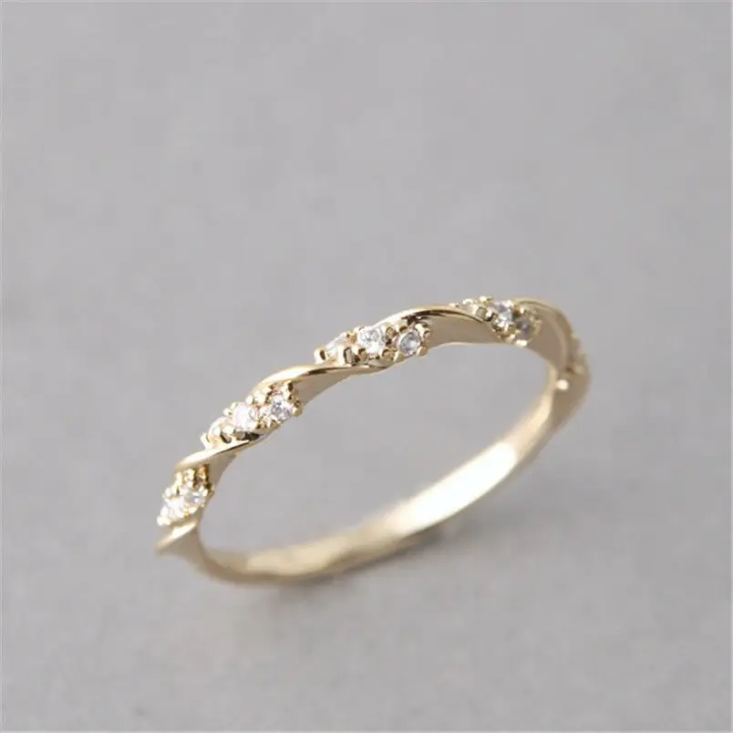 Top Quality Silver Gold Rose Color Twist Classical Cubic Zirconia Wedding Ring for Woman Girl Austrian Crystals Gift Rings | Украшения и