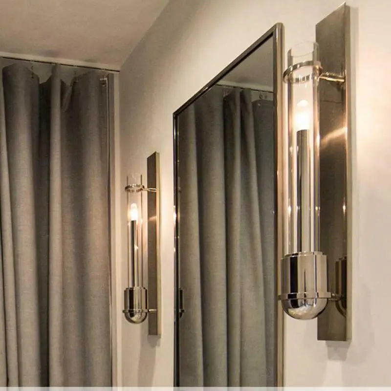 Антикварный длинный Стекло настенный светильник светодиодный проект се зеркало