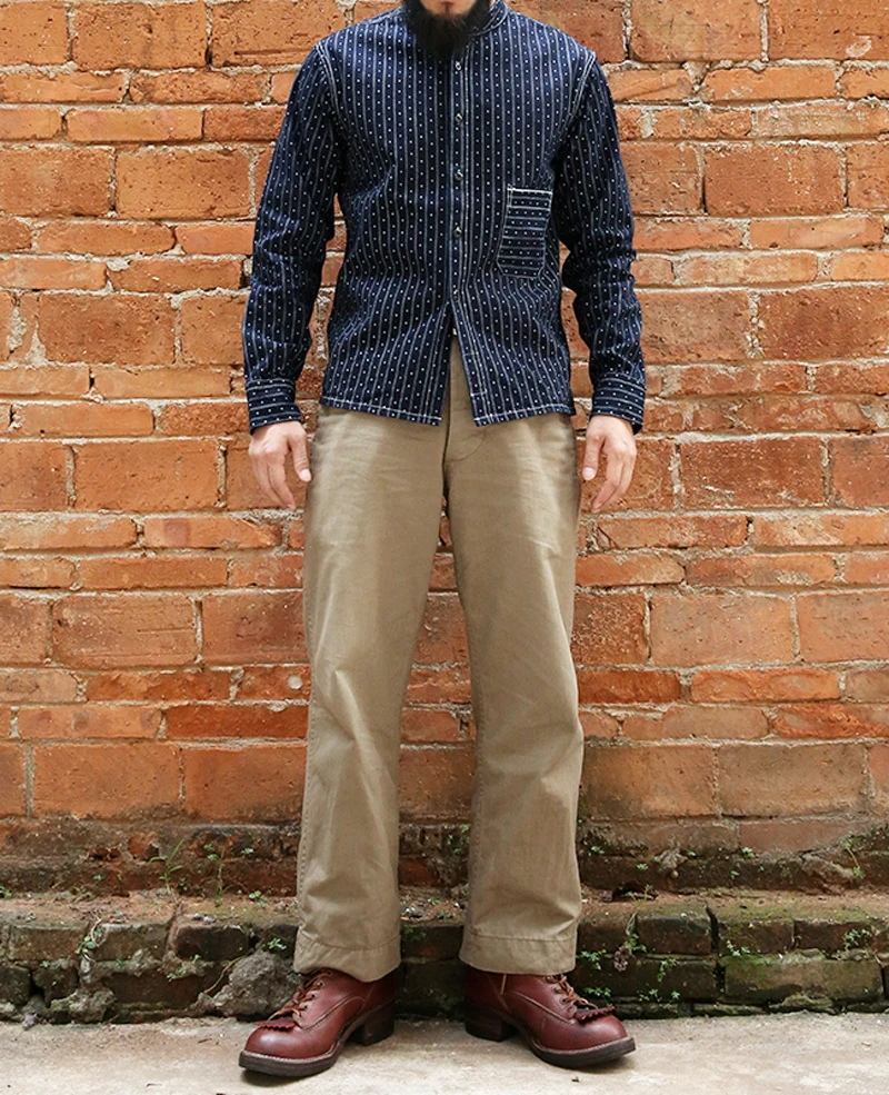 Bronson винтажная партия 860 Wabash Selvage рубашки осенние мужские рабочие рубашки Selvage полосатая мужская одежда с длинным рукавом ONEWASH 2XL