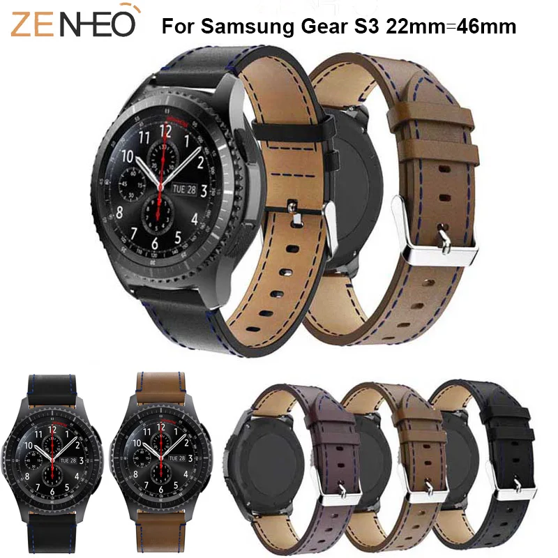 

22mm Leather Strap For Samsung Gear S3 smart watch wristband Replacement Band For Samsung Galaxy Watch 46mm Bands WatchBand