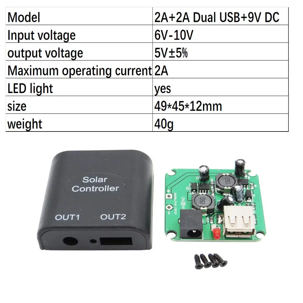 5V2A USB-9VDC USB, зарядное устройство солнечной Мощность Зарядное устройство регулятор с источником питания от постоянного тока, 6 V-20 V 18V 5V 2A Max для Панели солнечные понижающий модуль с винтом нержавеющей стали солнечные Мощность Зарядное устройство - Цвет: 5V2A USB-9VDC
