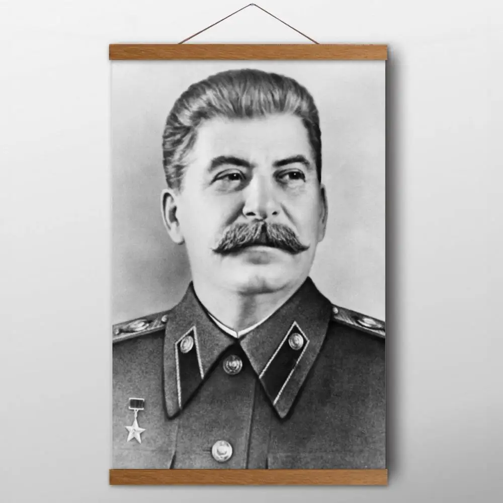 Твердые деревянные свитки картины большой лидер Сталин портретный плакат холст печать стены художественное оформление комнаты