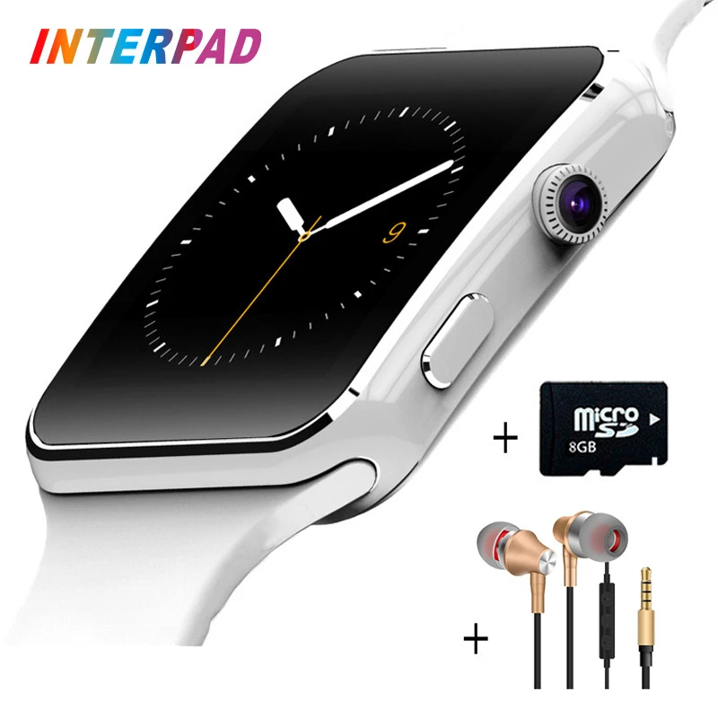 Interpad X6 Смарт-часы на запястье Bluetooth Android Smartwatch для Samsung Huawei Sony Xiaomi Sim TF карта трекер