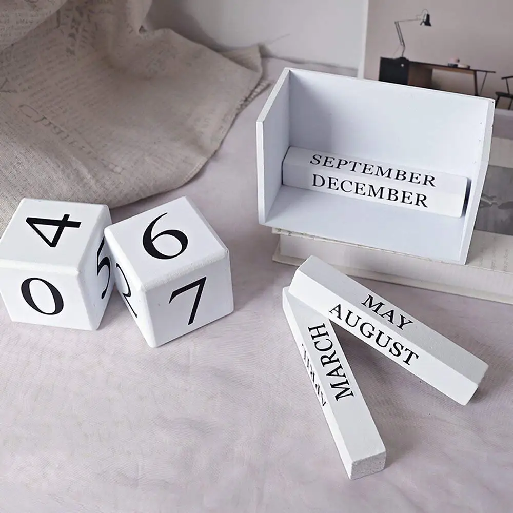 Mylifeюнит Деревянный DIY вечный блок вечный календарь деревянный Рабочий стол органайзер с распорядком дня Календарь украшения дома офиса