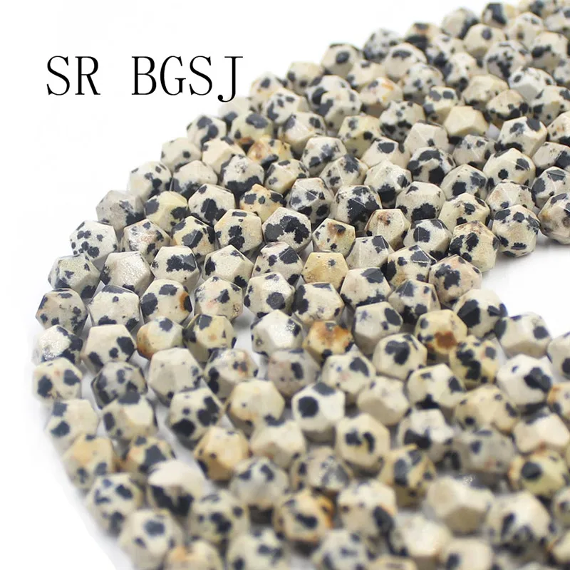 Free Shipping 8mm Faceted Round Polygonal Dalmatian Jaspers Natural Gems Stone Loose Beads Strand 15&quot | Украшения и
