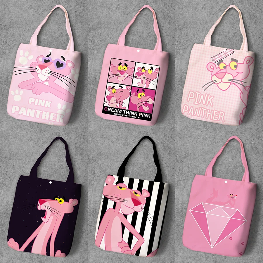 

IVYYE Pink Panther Fashion Anime Canvas Shopping Backpack Casual Large Capacity Customized Tote Lady Girls Shoulder Bags New