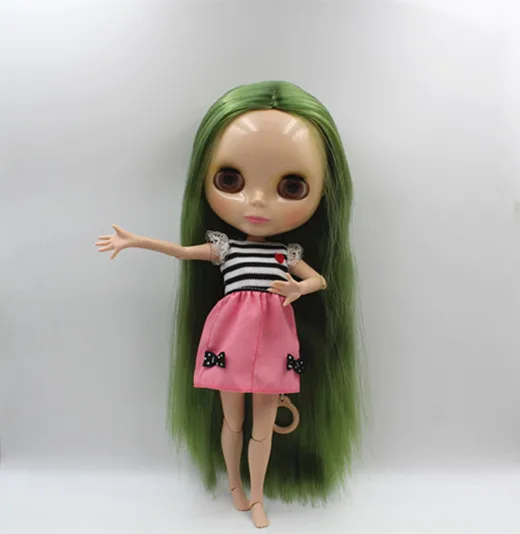 Кукла Blygirl Blyth с зелеными прямыми волосами Обнаженная кукла шарнирным телом 19