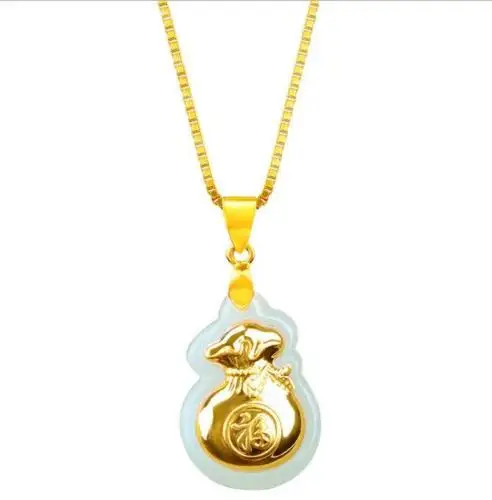 

Сертифицированное чистое золото, инкрустированное натуральным кулоном из хэтяньских нефритов, сумка на удачу