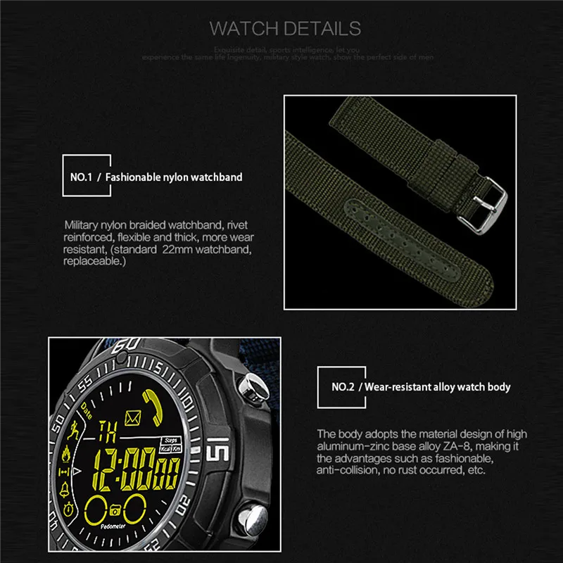 Спорт Смарт наручные часы bluetooth 5ATM Водонепроницаемый цифровой SmartWatch мужчин