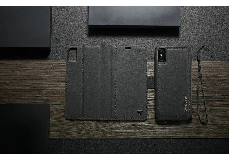 WHATIF чехол для телефона для iPhone Xs Max роскошный DIY бумажный кожаный 2 в 1 Магнитная Кредитная карта для iPhone XS XR Кошелек Съемный чехол