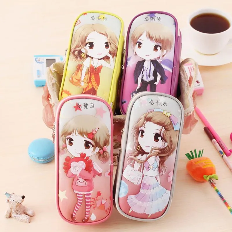 Милый мультяшный Большой Вместительный чехол карандаш из искусственной кожи