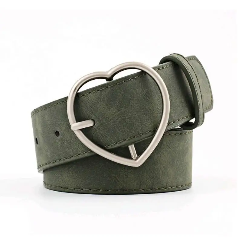 

Fashion PU Leather Metal Heart Pin Buckle Lady Belt Party Dress Decorative Alloy Waistband Women Student Casual Belts