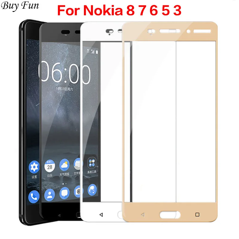 9H Премиум полное покрытие для Nokia 6 5 3 Защитное стекло 8 7 Закаленное Защитная