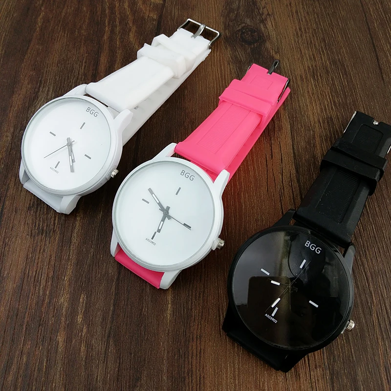 Классические черные и белые силиконовые кварцевые часы BGG Брендовые женские