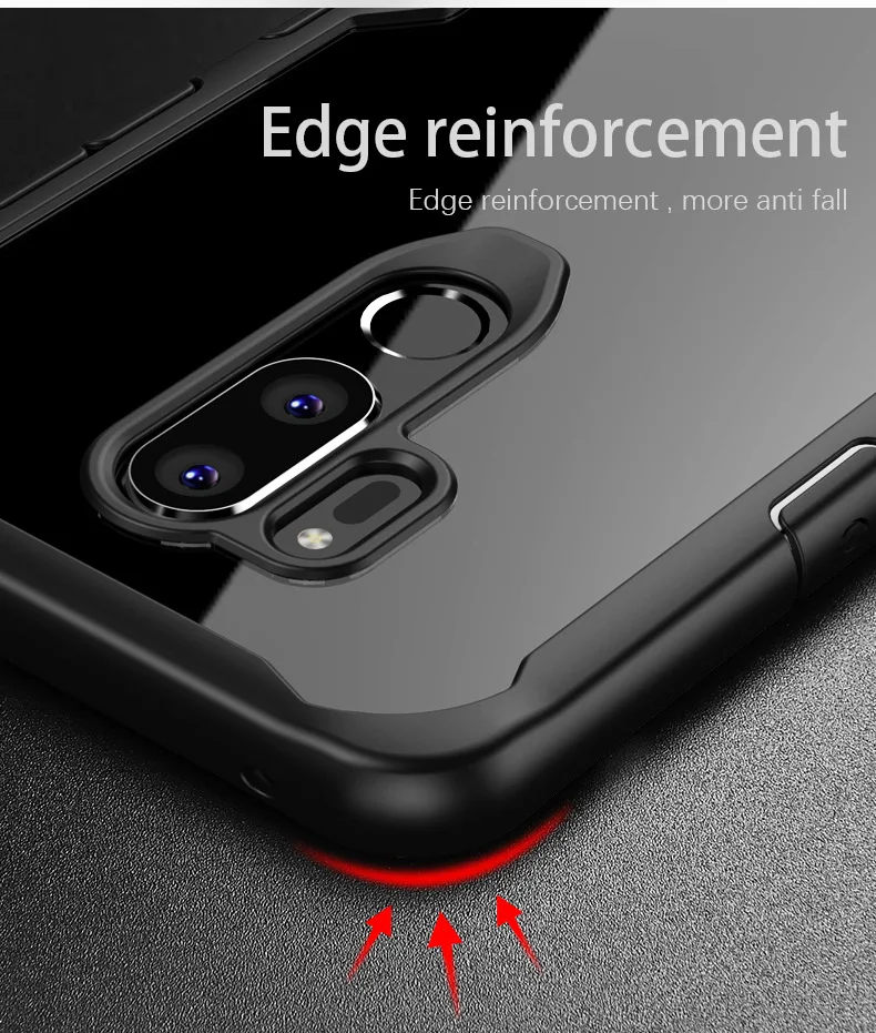 Для LG G7 Чехол Мягкий силикон + прозрачный PC Броня защитный чехол на заднюю панель