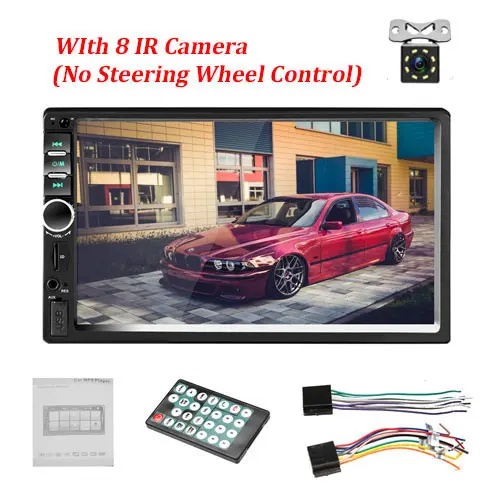 Camecho 2 din автомагнитола " HD сенсорный экран стерео Bluetooth FM приемник SD USB Aux вход MP5 плеер Поддержка камеры заднего вида - Цвет: With 8 IR Camera