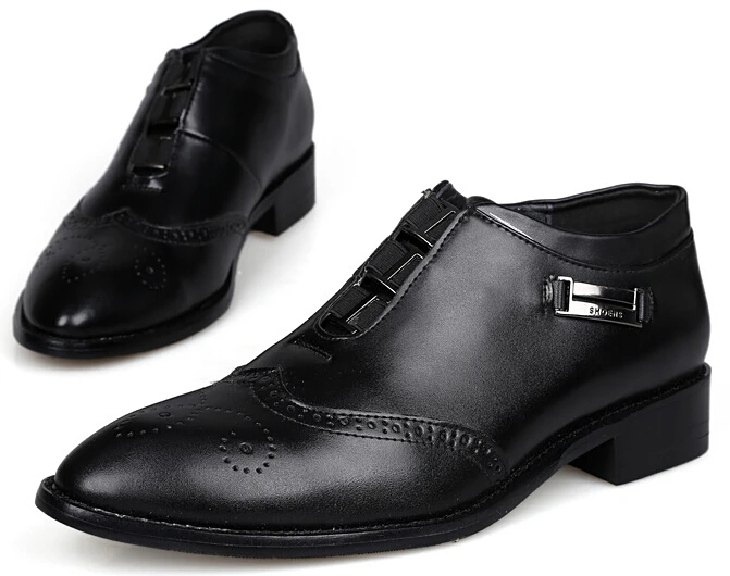 

Popular Men Vintage Pointed Toe Carve PU Leather Oxfords Shoes Breathable Fashion Leisure Shoe For Men Elastic Band Size 28-62