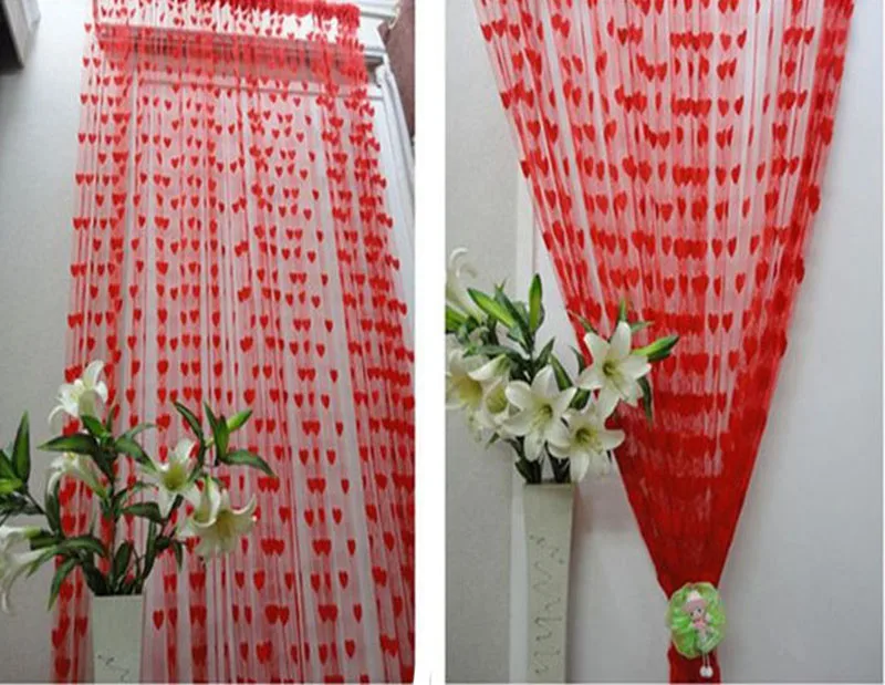 Размер 200 см x 100 занавеска милая сердечная линия кисточка на дверь окно комнату