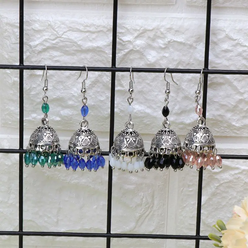 Ретро Индийский Болливуд Jhumka Jhumki хрустальные серьги Этническая Цыганская