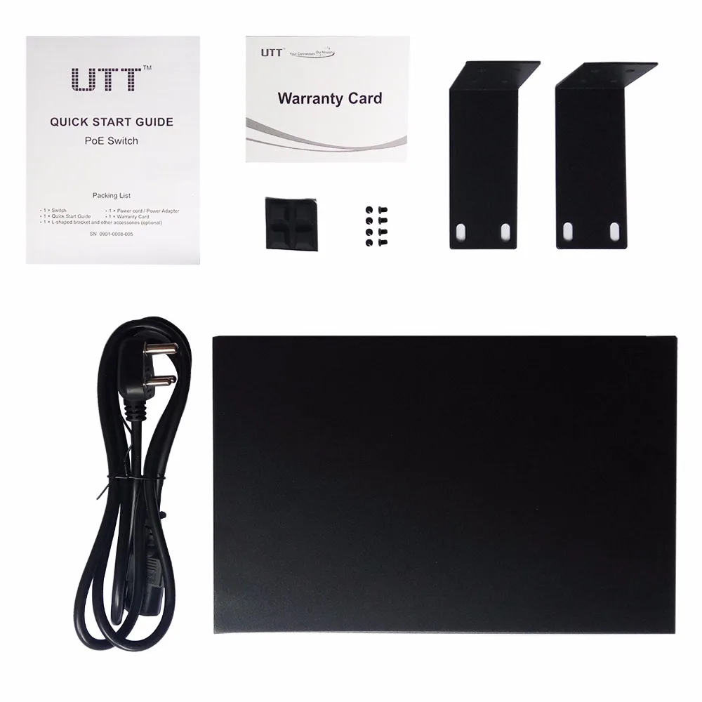 UTT S1080GP 8 портов неуправляемый Гигабитный PoE коммутатор Портов 150 Вт 802.3af/at идеально