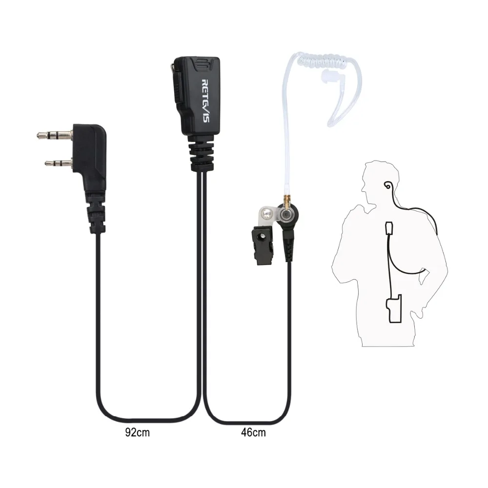 5 шт. Retevis 2Pin Акустическая трубка Гарнитура Walkie аксессуары для рации Kenwood HYT BAOFENG UV5R
