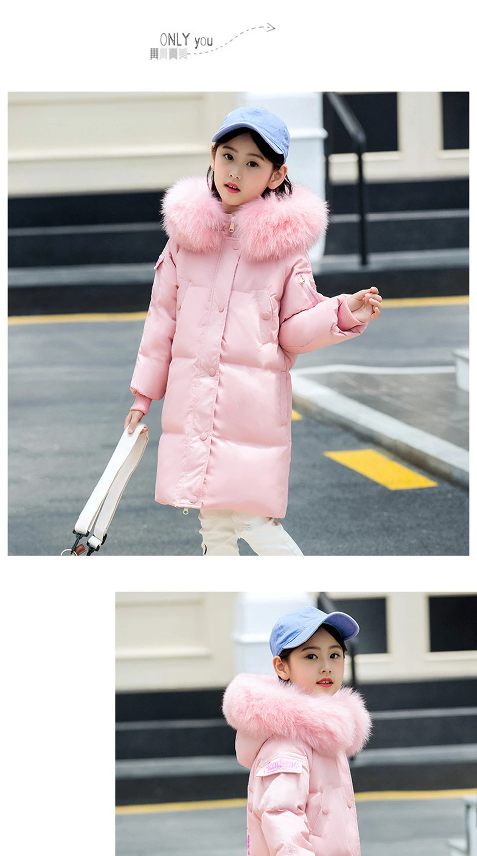 30 degrees Girls clothing duck Down jacket for girl clothes Winter Thicken warm Parka Fur Hooded Children Outerwear Coats